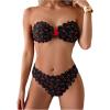 imageSOLY HUX Womens Strapless Bikini Cute Swimsuit Set High Cut Bandeau Bathing Suits Summer Beach WearBlack Cherry