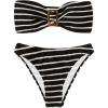 imageSOLY HUX Womens Striped Print Bandeau Bikini Set Strapless Textured Swimsuits Cheeky Summer Bathing SuitsBlack and White