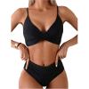 imageSOLY HUX Womens Twist Front Bathing Suit Bikini Sets Two Piece SwimsuitPlain Black