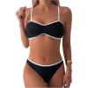 imageSOLY HUX Womens Two Piece Bathing Suit Contrast Binding Ruched Bikini Sets SwimsuitBlack and White