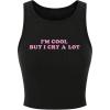 imageSOLY HUX Womens Y2K Letter Print Crop Top Sleeveless Rib Knit Tank Top Summer Vest TopsBlack Printed