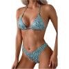 imageSOLY HUX Womens Zebra Print Halter Swimsuit Tie Back High Cut Bikini Set 2 Piece Bathing SuitMint Blue Zebra
