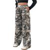 imageSOLY HUX Girls Camo Wide Leg Pants Drawstring Waist Baggy Sweatpants with PocketArmy Green