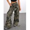 imageSOLY HUX Girls Cargo Pants Camo Print Elastic Waist Straight Leg Baggy Streetwear Pants with PocketsArmy Green