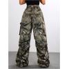 imageSOLY HUX Girls Cargo Pants Camo Print Elastic Waist Straight Leg Baggy Streetwear Pants with PocketsArmy Green