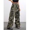 imageSOLY HUX Girls Cargo Pants Camo Print Elastic Waist Straight Leg Baggy Streetwear Pants with PocketsArmy Green