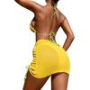 imageSOLY HUX Womens 3 Piece Swimsuit Color Block Halter Triangle Bikini Sets Bathing Suit with Beach SkirtYellow and Green