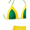 imageSOLY HUX Womens 3 Piece Swimsuit Color Block Halter Triangle Bikini Sets Bathing Suit with Beach SkirtYellow and Green