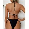 imageSOLY HUX Womens Bathing Suits Halter Triangle Tie Side Bikini Sets Two Piece SwimsuitSolid Black