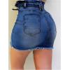 imageSOLY HUX Womens Button Down Bodycon Denim Skirt Tie Front Bow High Waisted Mini Jean SkirtsDark Wash