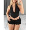 imageSOLY HUX Womens Cowl Neck Halter Neck Going Out Tops Open Back Sleeveless Y2k Crop Tank TopPure Black