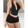 imageSOLY HUX Womens Cowl Neck Halter Neck Going Out Tops Open Back Sleeveless Y2k Crop Tank TopPure Black