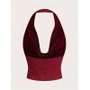 imageSOLY HUX Womens Cowl Neck Halter Neck Going Out Tops Open Back Sleeveless Y2k Crop Tank TopPure Burgundy