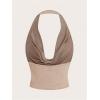imageSOLY HUX Womens Cowl Neck Halter Neck Going Out Tops Open Back Sleeveless Y2k Crop Tank TopPure Khaki