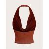 imageSOLY HUX Womens Cowl Neck Halter Neck Going Out Tops Open Back Sleeveless Y2k Crop Tank TopRust Brown