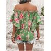 imageSOLY HUX Womens Floral Print Blouse Off Shoulder Ruffle Trim Half Sleeve Summer TopsGreen Floral