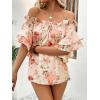 imageSOLY HUX Womens Floral Print Blouse Off Shoulder Ruffle Trim Half Sleeve Summer TopsPink Floral