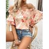 imageSOLY HUX Womens Floral Print Blouse Off Shoulder Ruffle Trim Half Sleeve Summer TopsPink Floral