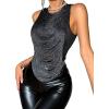 imageSOLY HUX Womens Fringe Trim Crop Tank Top Sleeveless Crew Neck Going Out Party TopsPure Black