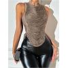 imageSOLY HUX Womens Fringe Trim Crop Tank Top Sleeveless Crew Neck Going Out Party TopsSolid Brown