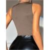 imageSOLY HUX Womens Fringe Trim Crop Tank Top Sleeveless Crew Neck Going Out Party TopsSolid Brown