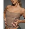 imageSOLY HUX Womens Glitter Sequin Cami Tops Spaghetti Strap Camisole Sleeveless Party Clubwear TopSolid Brown
