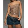 imageSOLY HUX Womens Glitter Sequin Cami Tops Spaghetti Strap Camisole Sleeveless Party Clubwear TopSolid Brown