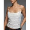 imageSOLY HUX Womens Glitter Sequin Cami Tops Spaghetti Strap Camisole Sleeveless Party Clubwear TopSolid White