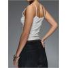 imageSOLY HUX Womens Glitter Sequin Cami Tops Spaghetti Strap Camisole Sleeveless Party Clubwear TopSolid White