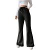 imageSOLY HUX Womens High Waisted Flare Leg Sweatpants Thermal Drawstring Athletic Sports Yoga PantsSolid Black