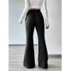 imageSOLY HUX Womens High Waisted Flare Leg Sweatpants Thermal Drawstring Athletic Sports Yoga PantsSolid Black