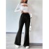imageSOLY HUX Womens High Waisted Flare Leg Sweatpants Thermal Drawstring Athletic Sports Yoga PantsSolid Black