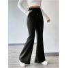 imageSOLY HUX Womens High Waisted Flare Leg Sweatpants Thermal Drawstring Athletic Sports Yoga PantsSolid Black