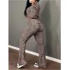 imageSOLY HUX Womens Leopard Print 2 Piece Outfits Long Sleeve Crop Top and Flared Leg Pants Going Out SetsBrown Leopard