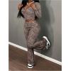 imageSOLY HUX Womens Leopard Print 2 Piece Outfits Long Sleeve Crop Top and Flared Leg Pants Going Out SetsBrown Leopard