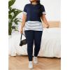imageSOLY HUX Womens Plus Size 2 Piece Outfits Striped Short Sleeve Tee and Leggings Pants SetDark Blue Striped
