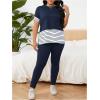 imageSOLY HUX Womens Plus Size 2 Piece Outfits Striped Short Sleeve Tee and Leggings Pants SetDark Blue Striped
