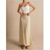 imageSOLY HUX Womens Summer Maxi Skirt Drawstring Low Waist A Line Casual SkirtsPlain Apricot