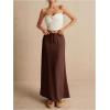 imageSOLY HUX Womens Summer Maxi Skirt Drawstring Low Waist A Line Casual SkirtsPure Coffee Brown
