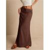 imageSOLY HUX Womens Summer Maxi Skirt Drawstring Low Waist A Line Casual SkirtsPure Coffee Brown