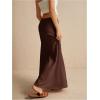 imageSOLY HUX Womens Summer Maxi Skirt Drawstring Low Waist A Line Casual SkirtsPure Coffee Brown