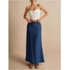 imageSOLY HUX Womens Summer Maxi Skirt Drawstring Low Waist A Line Casual SkirtsPure Dark Blue