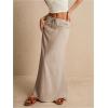 imageSOLY HUX Womens Summer Maxi Skirt Drawstring Low Waist A Line Casual SkirtsPure Khaki