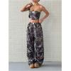 imageSOLY HUX Womens Vintage Camo Outfits Crop Tube Top and Baggy Pants 2 Piece Set StreetwearArmy Green