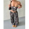 imageSOLY HUX Womens Vintage Camo Outfits Crop Tube Top and Baggy Pants 2 Piece Set StreetwearArmy Green