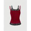 imageSOLY HUX Womens Y2k Gothic Graphic Cami Top Lace Trim Spaghetti Strap Camisole Crop TopsBurgundy Letter