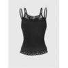 imageSOLY HUX Womens Y2k Gothic Graphic Cami Top Lace Trim Spaghetti Strap Camisole Crop TopsGrey Letter