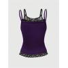 imageSOLY HUX Womens Y2k Gothic Graphic Cami Top Lace Trim Spaghetti Strap Camisole Crop TopsPurple Letter