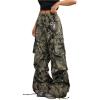 imageSOLY HUX Girls Cargo Pants Camo Print Elastic Waist Straight Leg Baggy Streetwear Pants with PocketsArmy Green