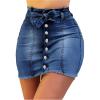 imageSOLY HUX Womens Button Down Bodycon Denim Skirt Tie Front Bow High Waisted Mini Jean SkirtsDark Wash